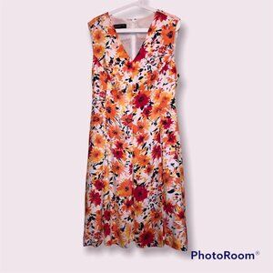 Jones New York Dress Women Size 16 Floral Sleeveless Belted